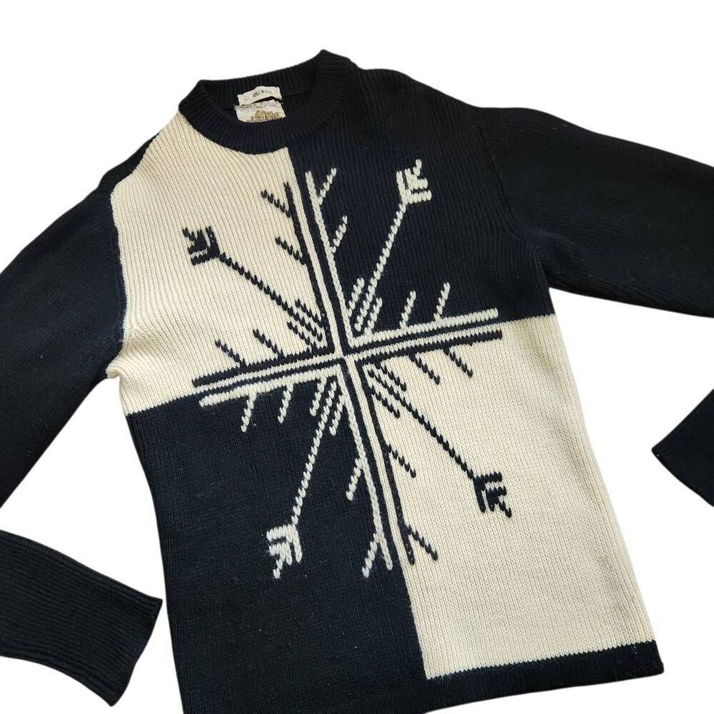 Vintage Alpine Guide Sweater‎ Large 60s 70s Wool Ski Rugged Outerwear Sportswear